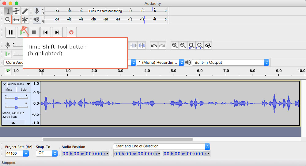 Audacity screenshot with setup fields highlighted